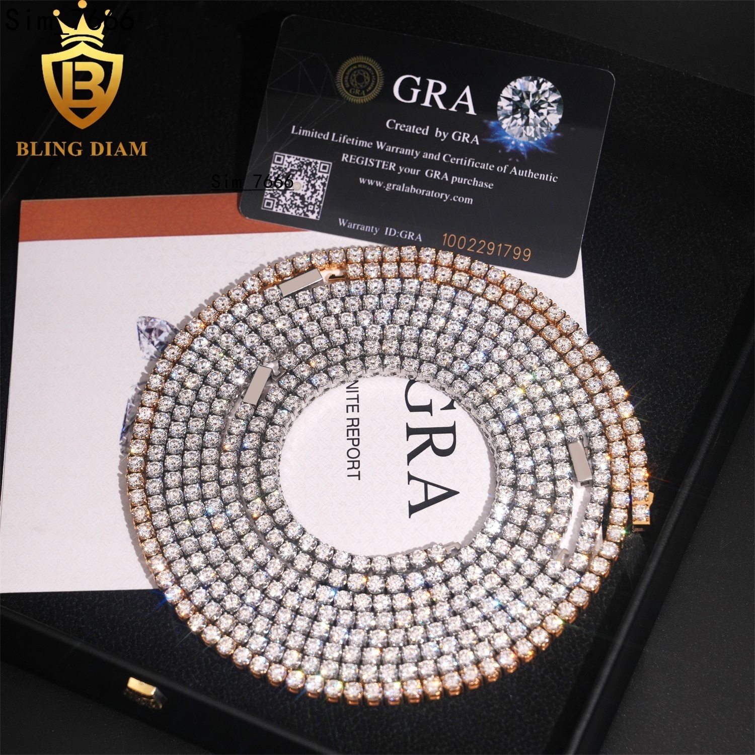 3mm 4mm 5mm Luxury Jewelry 316L Stainless Steel Vvs1 Moissanite Cluster Tennis Chains Charm Bracelet K Gold Necklace