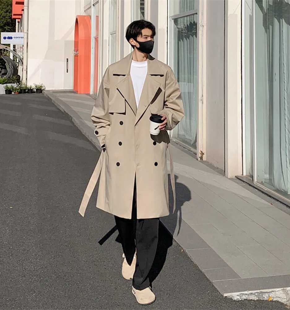 2025 Autumn Long Style Coat Men Fashion Male Trench Coat Mens Casual Windbreakers Male Good Quality Jackets Men Size M-4XL W250815