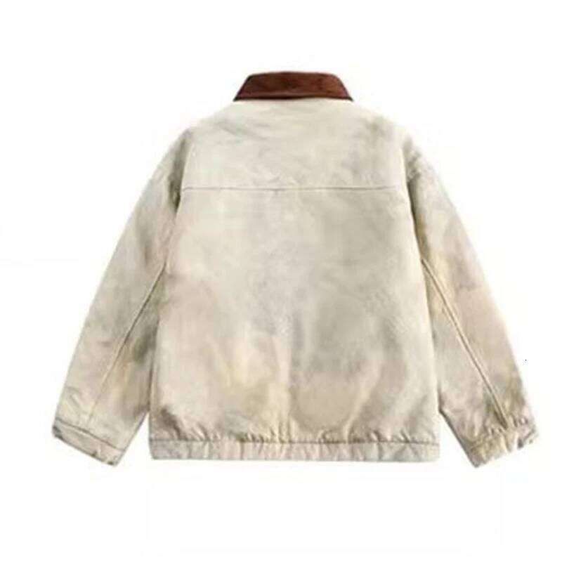 Designer Clothing 2025 Korean Lapel Zipper Varsity Jacket Niche Printed Overcoat Men Women American Style 2025 New Fashion Unisex Retro Cityboy Jacket