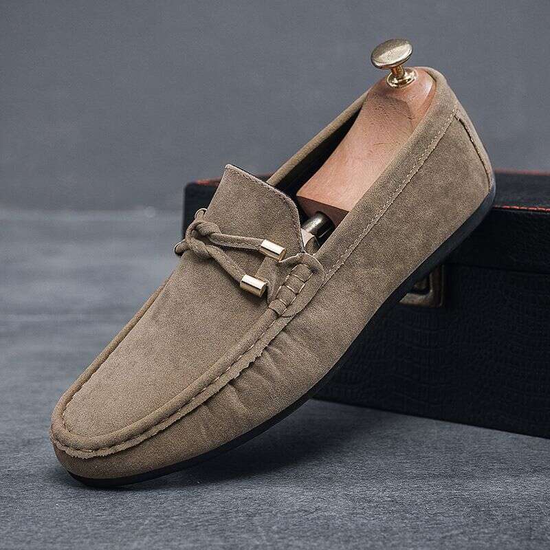 Spring 2025 New Lazy Soft Sole One Step Padded Doudou For Men's Driving Casual Leather Shoes