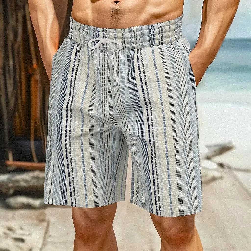 Mens Swim Trunks 3D Retro Stripe Print Beach Shorts Quick Dry Outdoor Leisure Sports Shorts Swimwear Fashion Mens Shorts Y250814