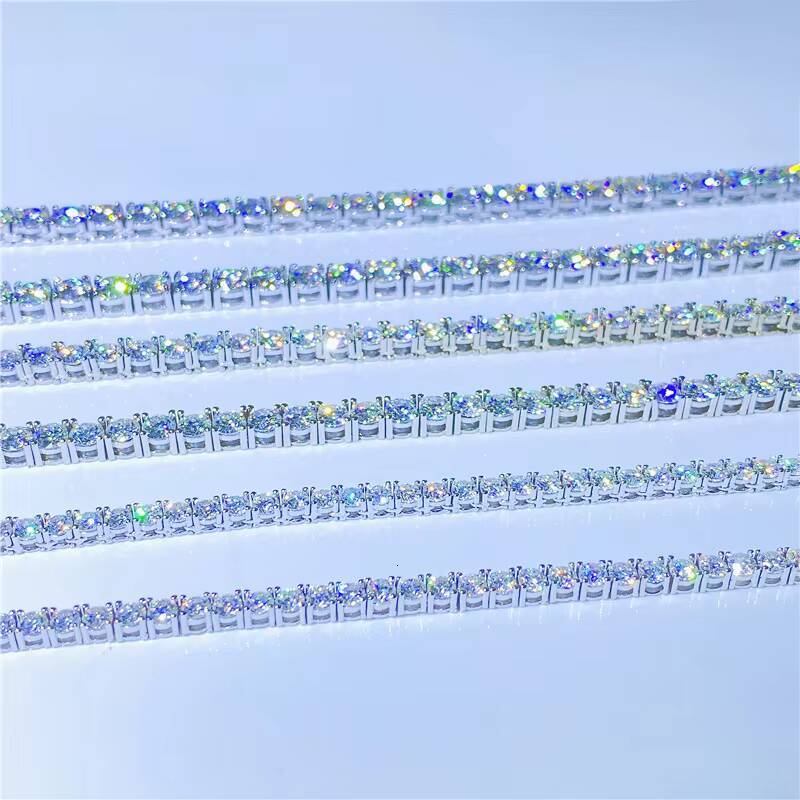 JINAO Fine Moissanite Jewelry Hip Hop 925 Silver Rose Gold Yellow Gold Chain 3mm D VVS1 Men Moissanite Tennis Chain Necklace