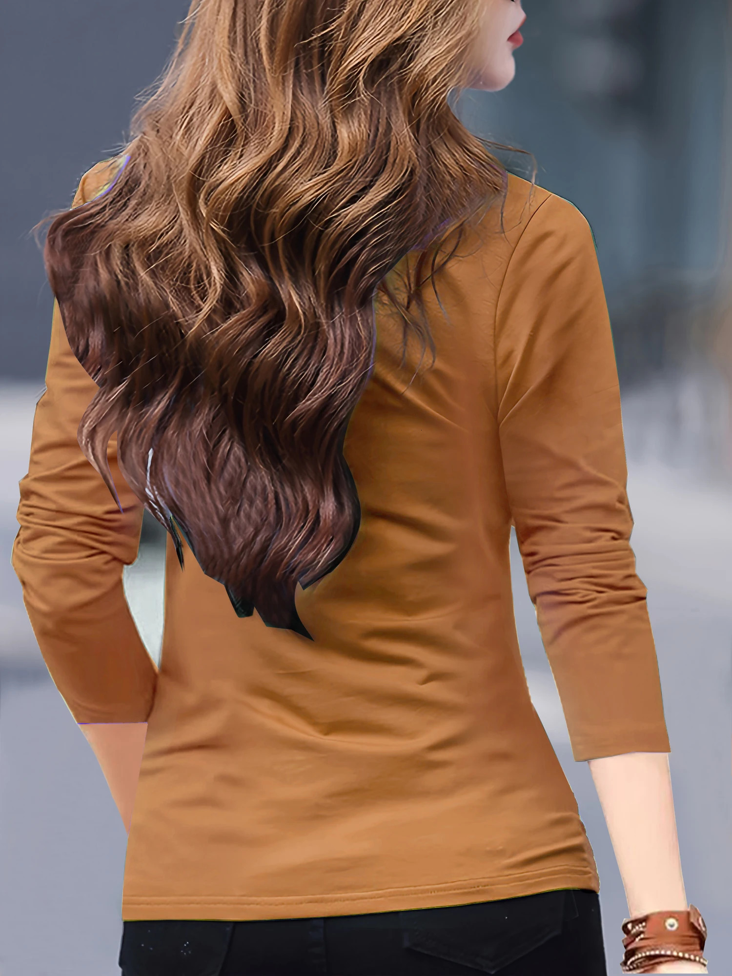 Womens Casual Chic Shirt Long Sleeve Button Detail SemiSheer Cotton Blend Machine Washable Perfect for Spring Fall 250814