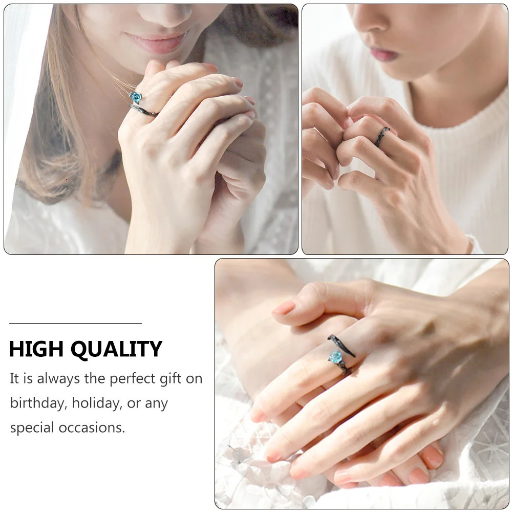 2Pcs Rose Couple Rings Black Open Tail Finger Decor Wedding Anniversary Fashion Jewelry For Unique n Durable Premium 250811