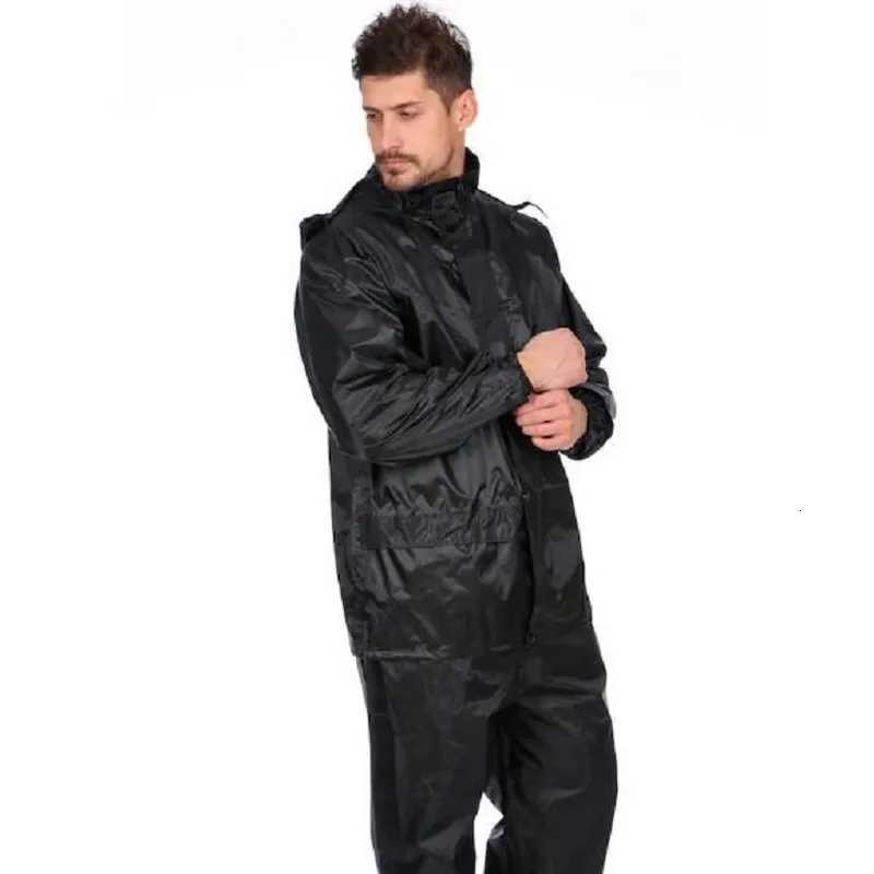 Black Motorcycle Black Adult Raincoat Waterproof Rain Gear Suit Men Outdoor Pants Set Hiking Rainwear Raincoat Women Windbreaker Y250814
