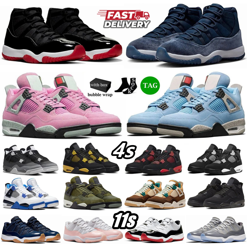 With Box 4s 11s Basketball Shoes For Men Women Luxury 11 Cherry Cool Grey Sail Military 4 Black Cats Fear White Thunder Bred Sports Sneakers Mens Trainers Size 36-47