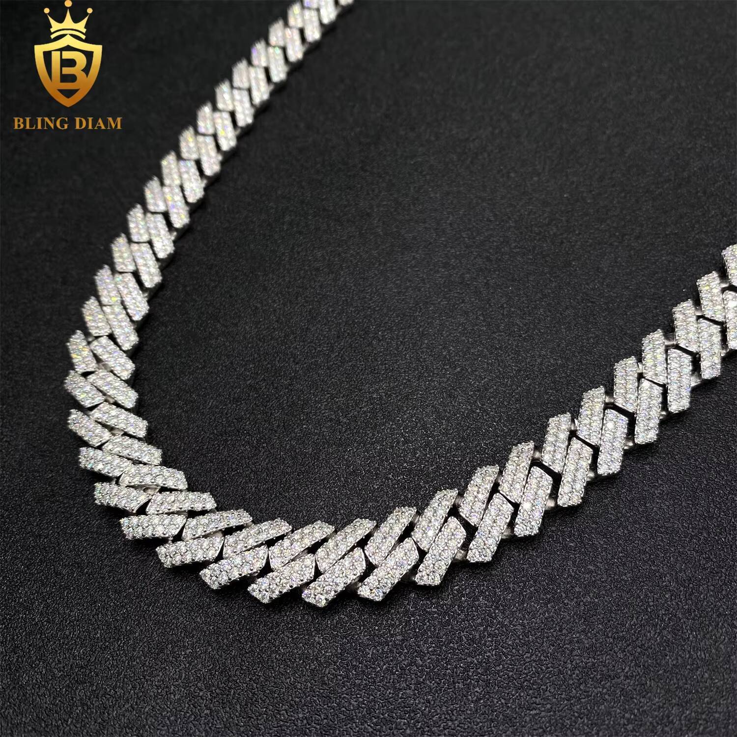 13mm Miami Hip Hop Jewelry Necklace 925 Sterling Silver Moissanite Cuban Link Chain Iced Out Gra Certificate
