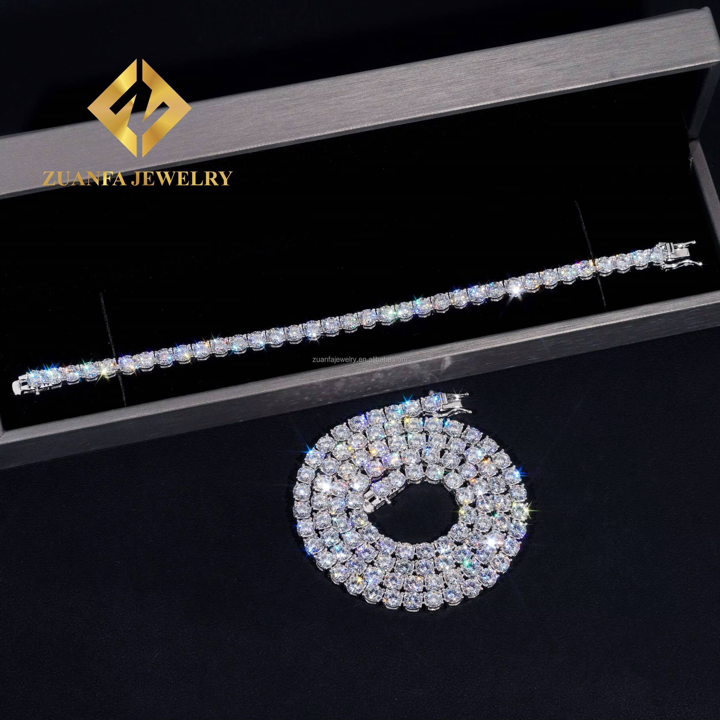 Dropshipping Men Women Popular Moissanite Bracelet 925 Silver 2MM to 6.5MM Hip Hop Moissanite Tennis Chain Bracelet