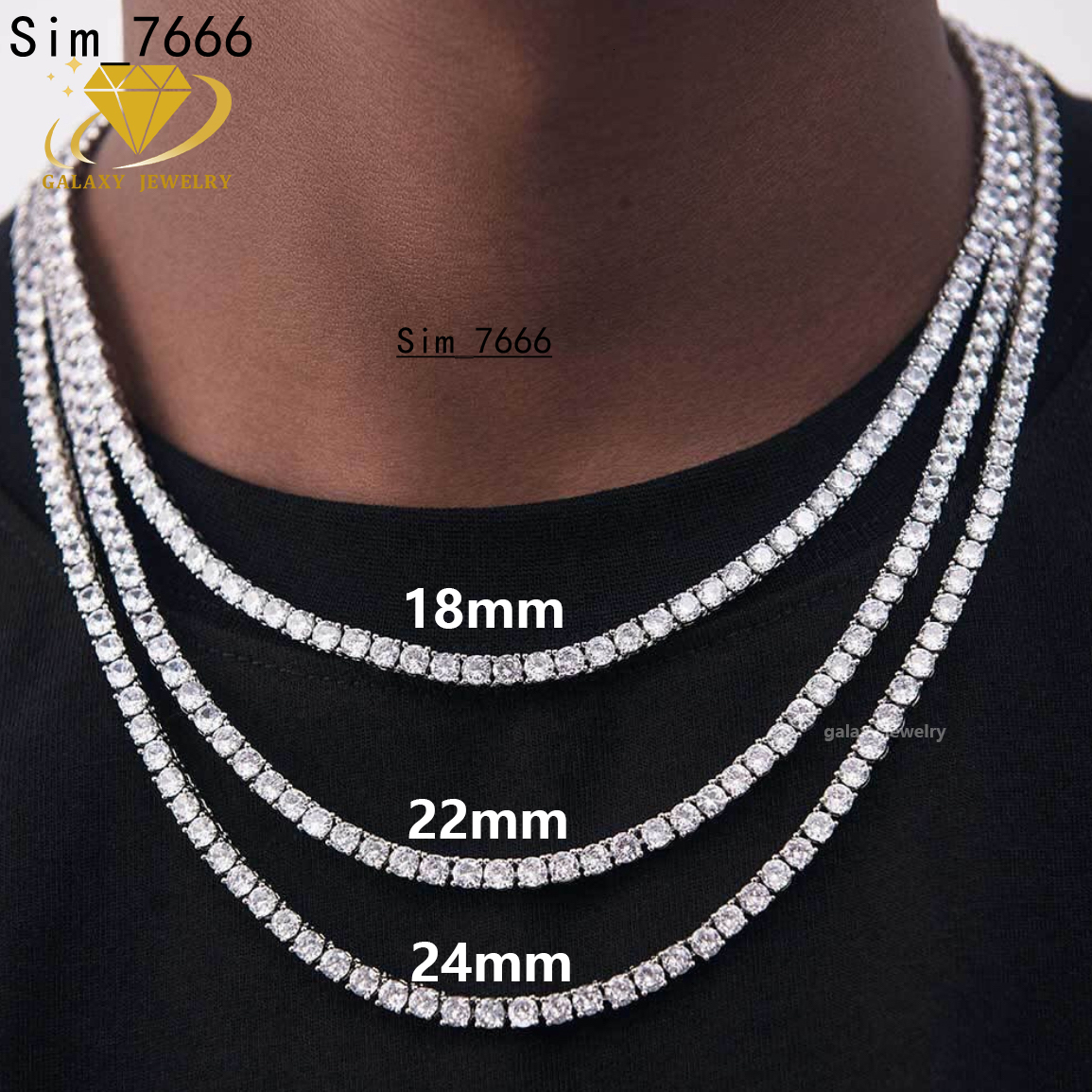 3mm 4mm 5mm Moissanite Tennis Bracelet Choker Vvs Diamond 925 Sterling Silver Iced Out Moissanite Tennis Chain Necklace
