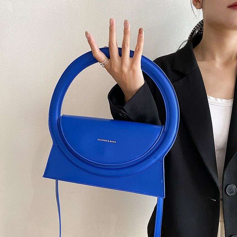 Top Brand Handbags For Women 2023 Fashion Big Round Handle Design Clutch Pu Leather Lady Crossbody Shuolder Bag