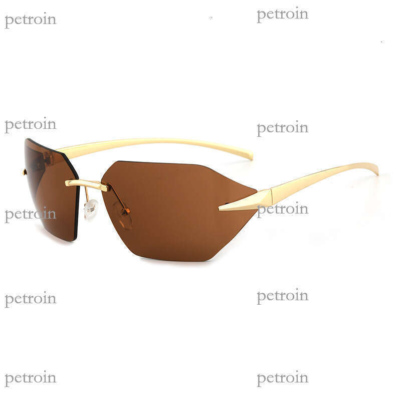 New Frameless Cut Edge Fashion for Men and Women, High-end Personality Curved Street Style Trendy Sunglasses