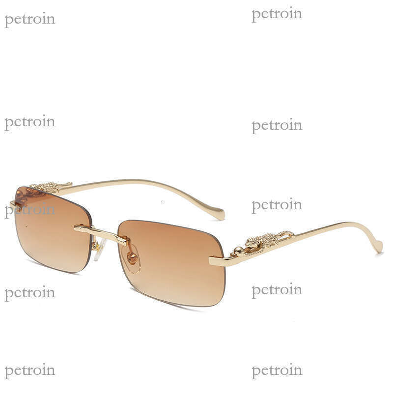 Colorful Leopard Head Decorative Square Frameless Personalized Fashion Sunglasses Anti-UV Glasses