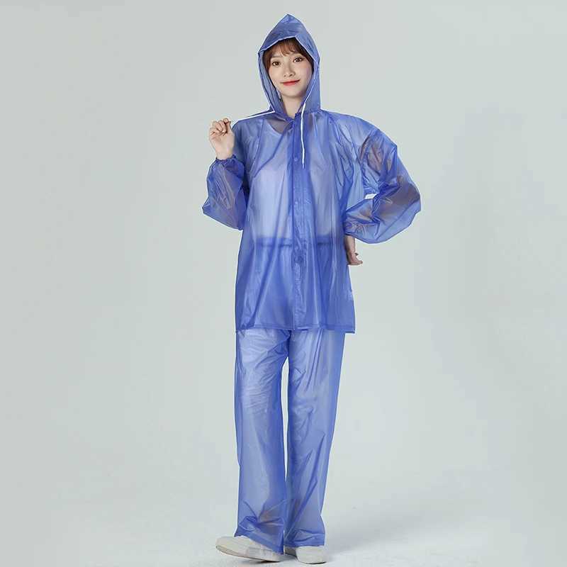 Adult Fashion Transparent Two-piece Raincoat PVC Thickened Transparent Rainwear Y250814
