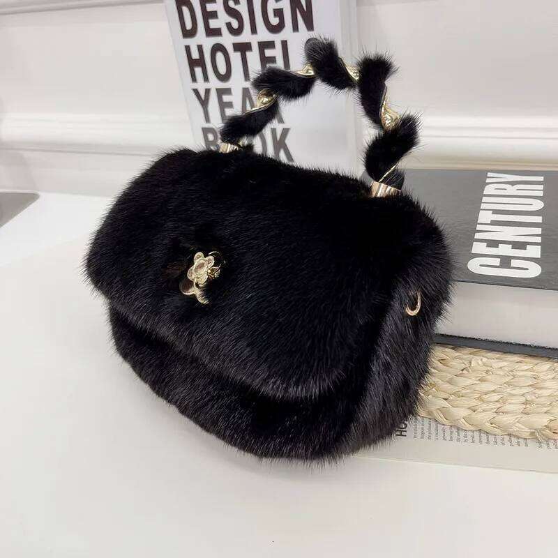 Designer bag 52 Real Mink Winter Natural Fur For Women Single Shoulder Chain Fashion Crossbody Handbag Evening Party Bag