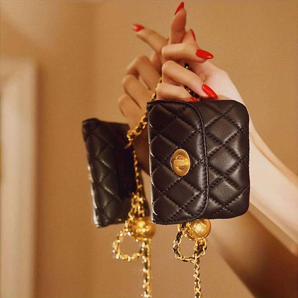 Fashion Women Check Pattern Chain Leather Chain Shoulder Strap Women's Crossbody Wallet Fashion Bag Detachable Play Waist Belt