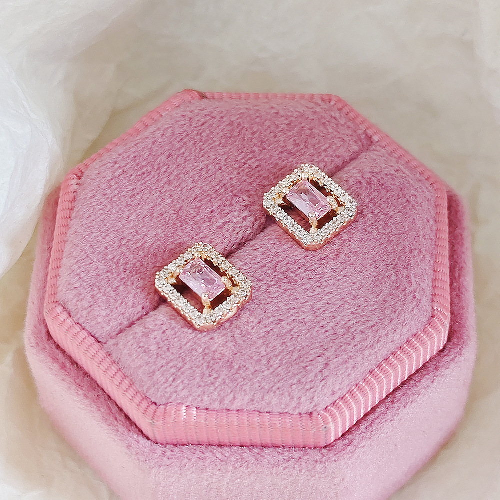 High-end Simple Square Exquisite Light Earrings Full Dia Ins Style Elegant Niche