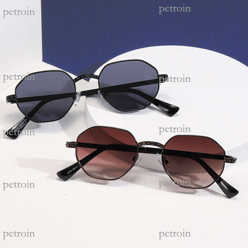 Fashion Polygon Gradient Sunset Metal Unisex Versatile UV Protection Sunglasses