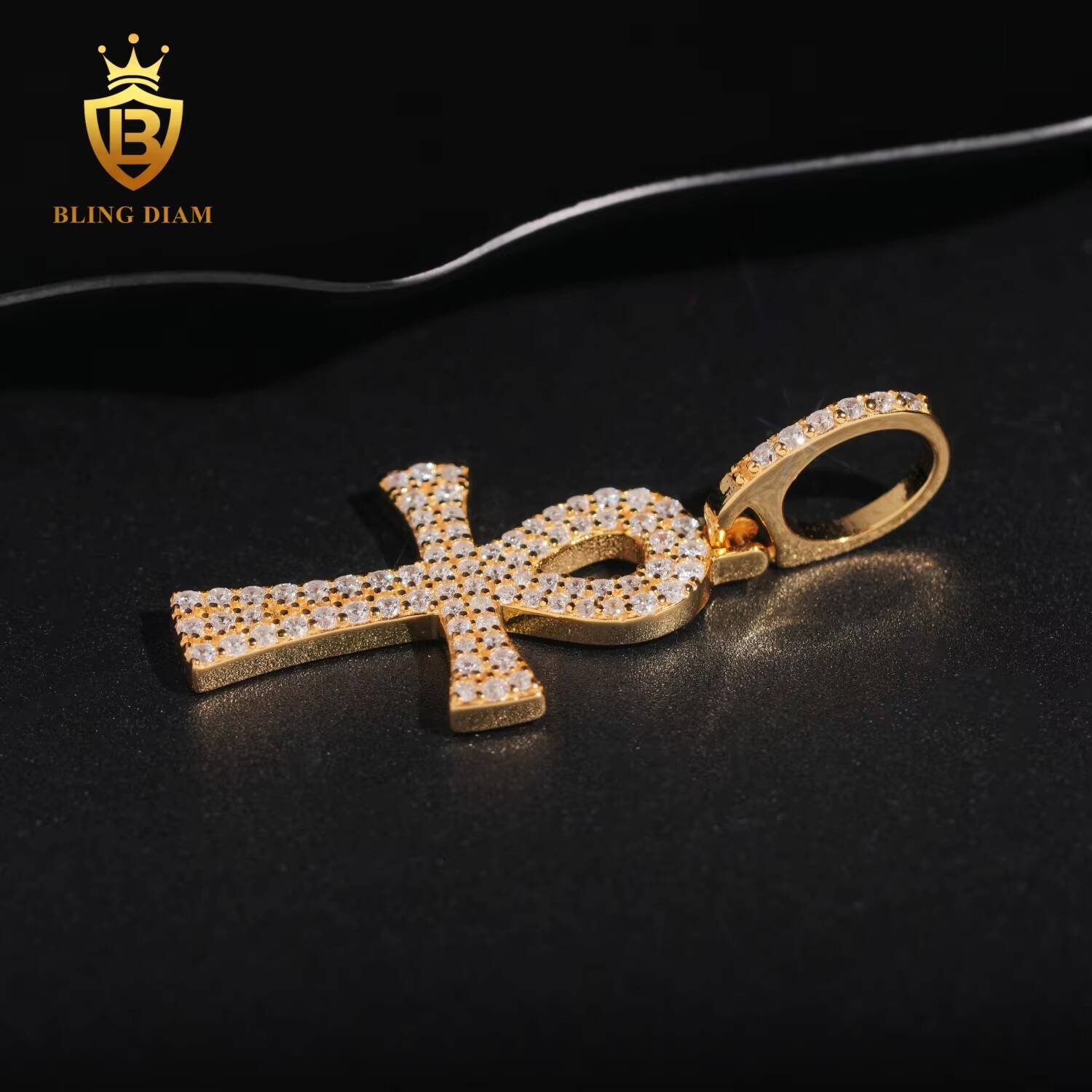 Factory Direct High Quality Hip Hop Sterling Silver 925 Moissanite Allah Cross Iced Out Pendant for Men