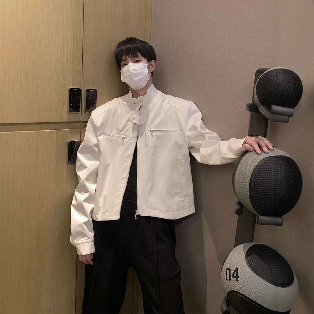 High-End Shoulder-Padded Short Functional For Men, Spring And Autumn, Niche American High Street Trendy Brand, Vibe Style Motorcycle Jacket B5