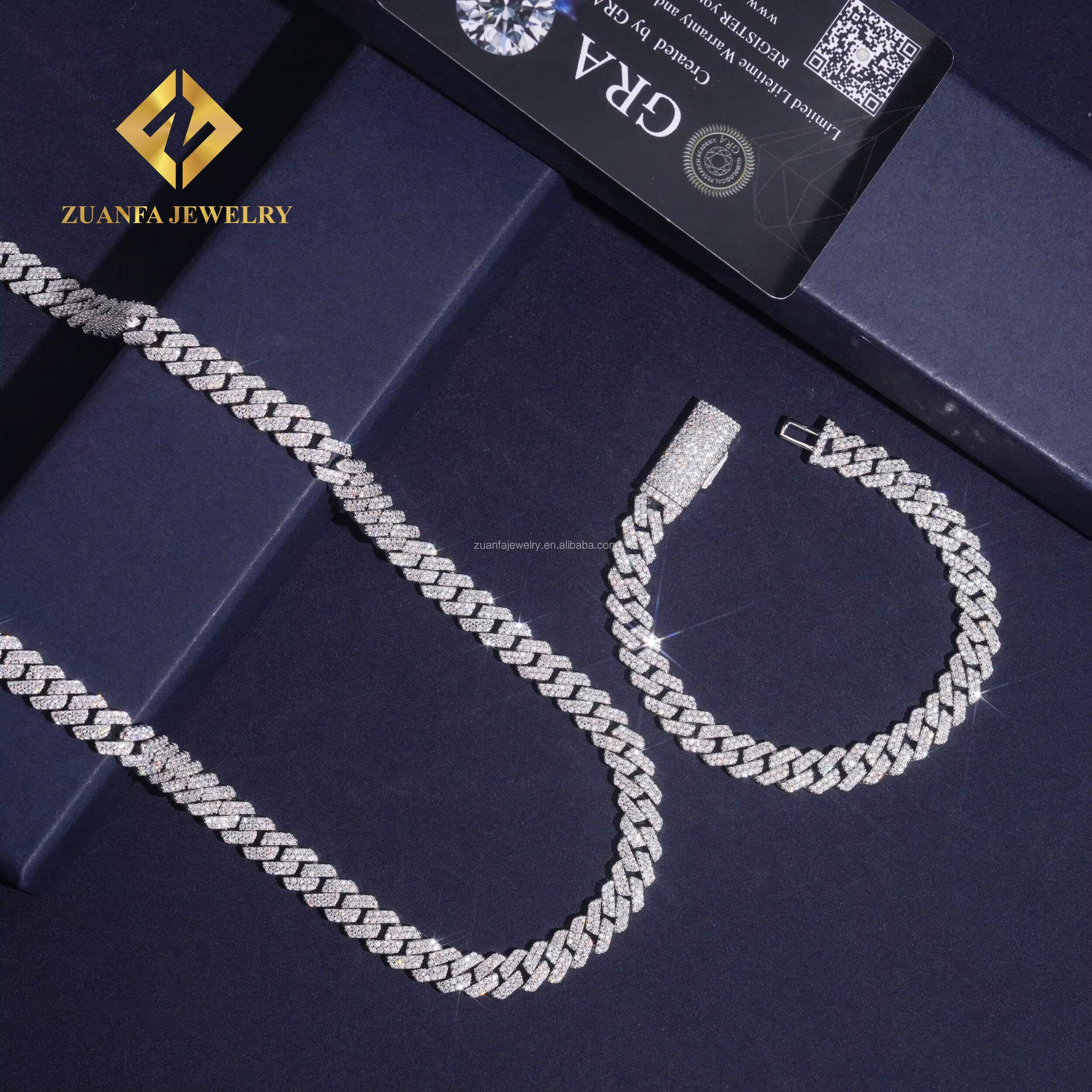 2025 Best Selling Rapper Fashion Jewelry 8mm Two Rows Iced Out Man Hip Hop GRA Certificates Moissanite Cuban Link Chain Bracelet