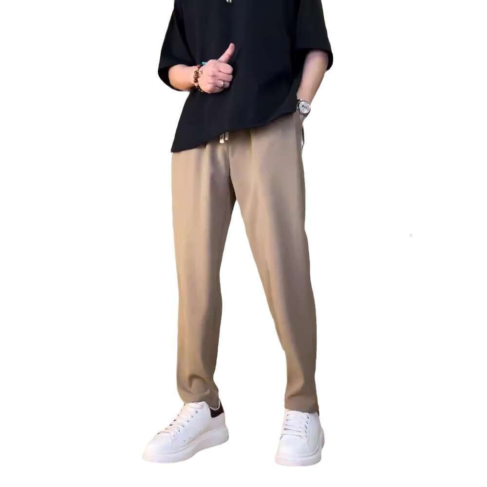 Summer New Style Draped Dress For Men, Silky Smooth, Wrinkle-Resistant, Casual Straight-Leg Trousers, Slightly Tapered, Versatile Long Pants B5