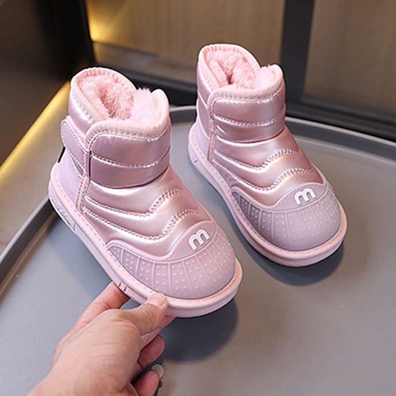 Winter Kids Boots Youth Cotton Shoes Fashion Kidsnest Boys Girls Ankle Boots Soft Bottom Warm Student Boot Silver Black Pink Sizes US 9C-5Y