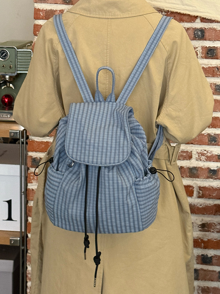 Autumn New Unisex Backpack Korean Street Nylon Atmosphere Checkered Backpack Casual Commuting Single Shoulder Backpack Autumn New Designer Bag