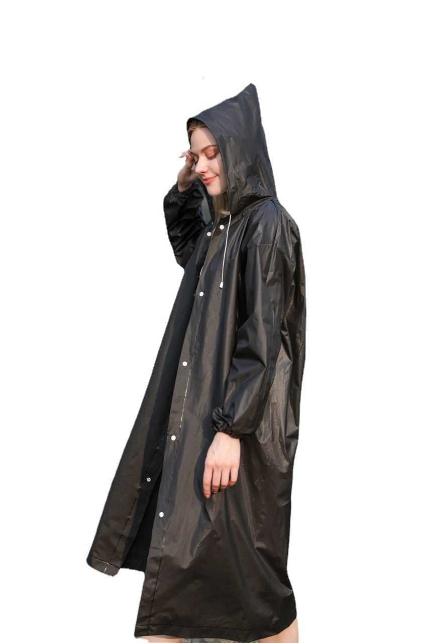 High Quality 1PC 145*68CM EVA Unisex Raincoat Thickened Waterproof Rain Coat Women Men Black Camping Waterproof Rainwear Suit Y250814