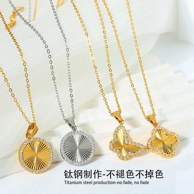 Butterfly Summer Women's High-end Heart-shaped Non-fading Dongguan Titanium Steel Necklace Jewelry Jewelry for Women