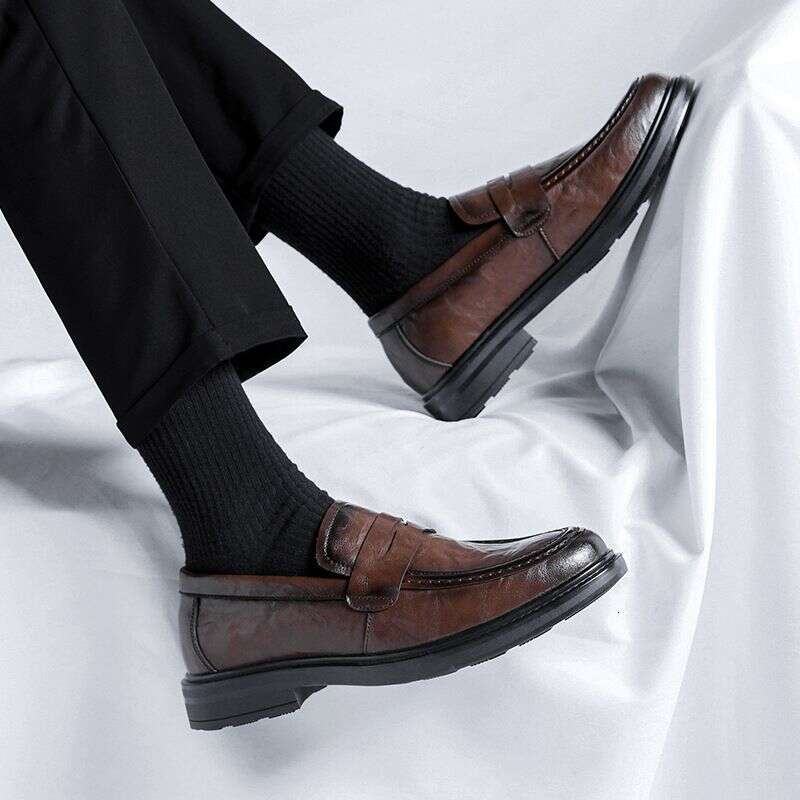 Leather Shoes, Genuine Leather, Business Attire, British Style, Men's Casual New Autumn And Winter, One Legged Loafers,