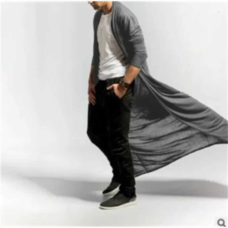 European and American Spring and Autumn Thin Mens Mature Long Slim Long Trench Coat Casual Fashion Solid Color Mens Top W250815