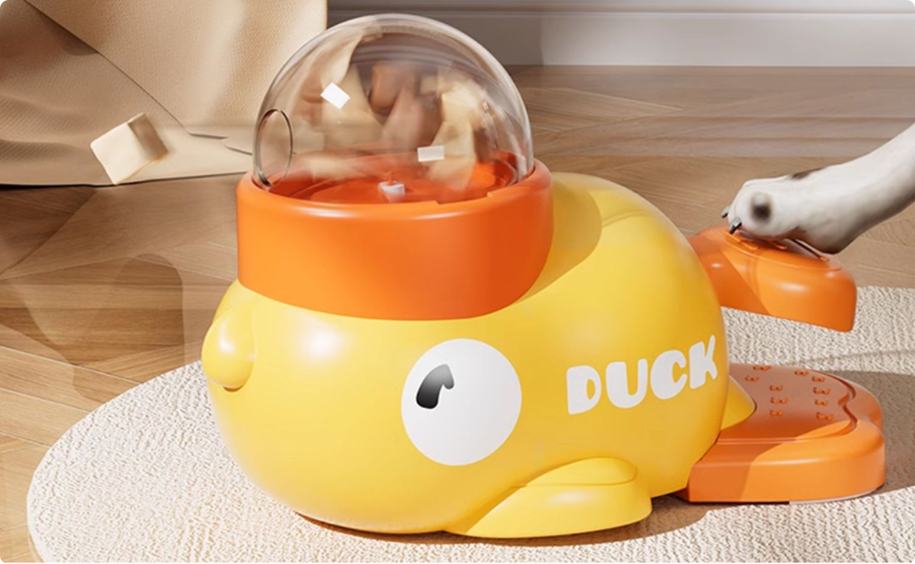 Farewell to destructive boredom New rubber duck pet feeding toy boosts interaction multi-functional fits freeze-dried treats under 15mm made of ABS