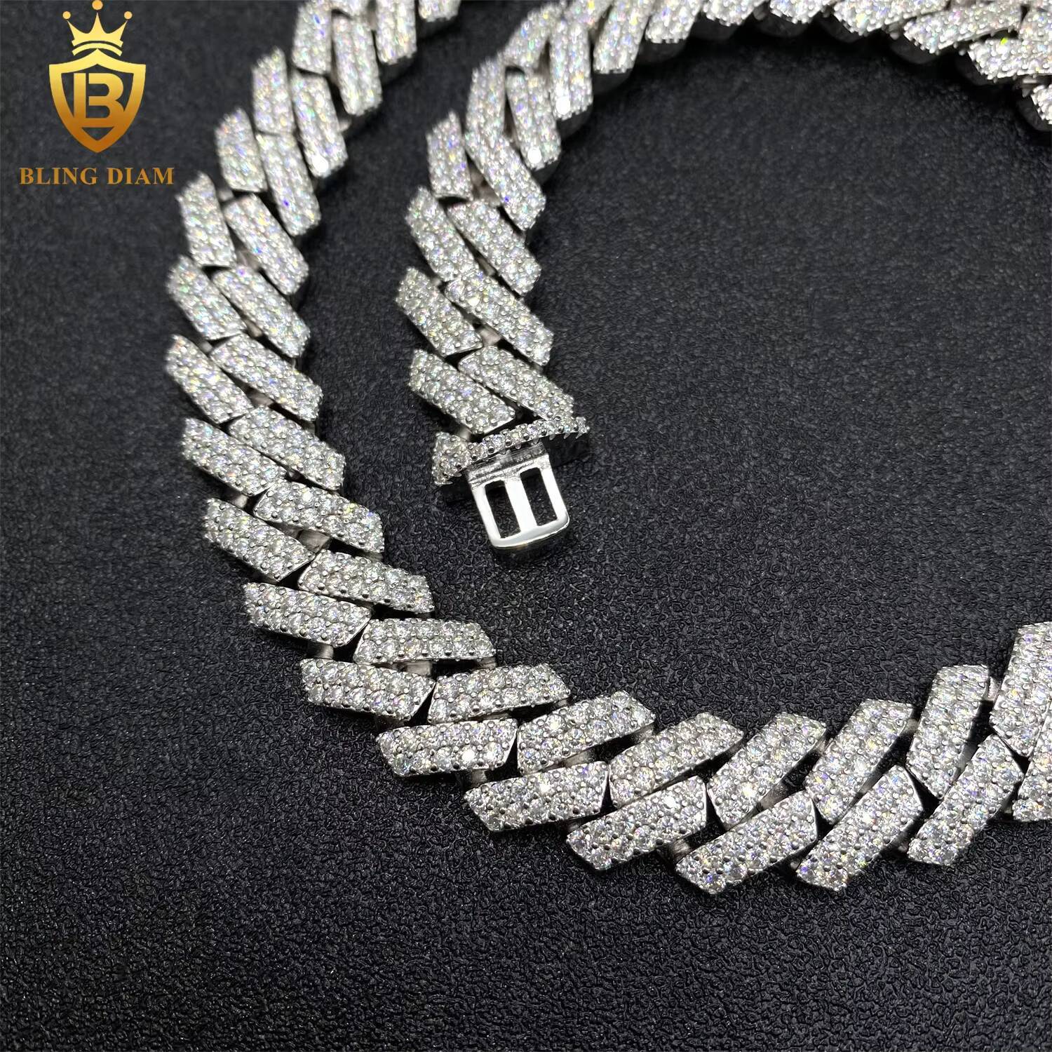 13mm Miami Hip Hop Jewelry Necklace 925 Sterling Silver Moissanite Cuban Link Chain Iced Out Gra Certificate
