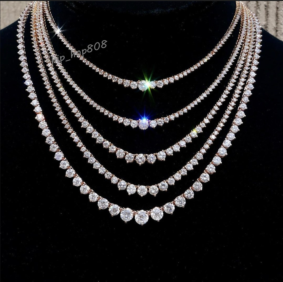 Hot Sale Tennis Chain 925 Sterling Silver Bracelet Pass Diamond Tester GRA Certified VVS Moissanite Chock Necklace