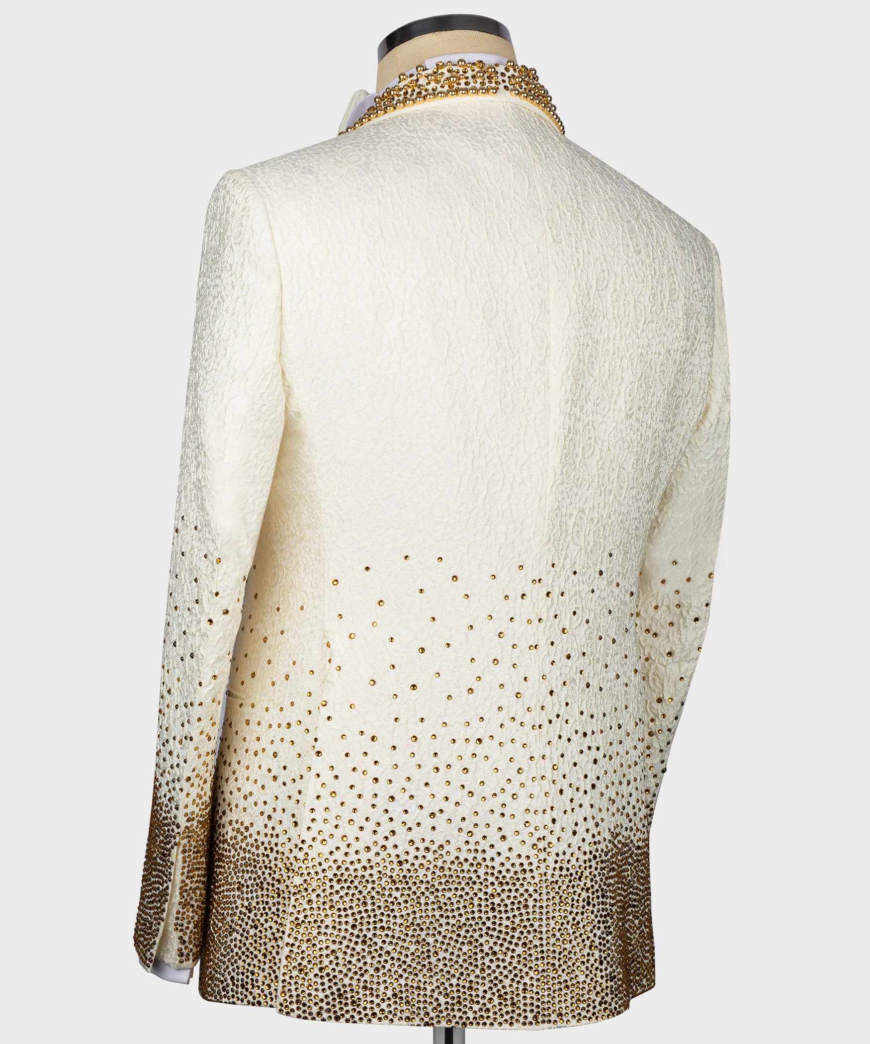 Luxury Jacquard Men Suit 2 Pieces Blazer Pant Beading Satin Shawl Lapel Single Breasted Groom Wedding Tuxedo Customized