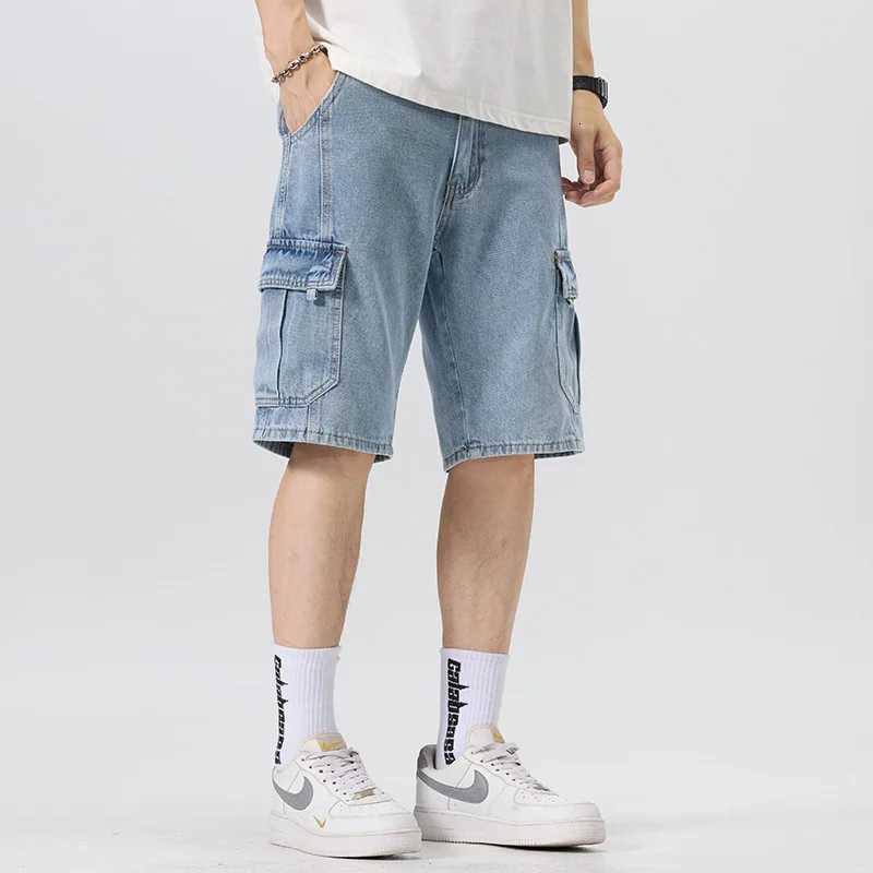 Mens Loose Straight Denim Shorts Summer Washed Cotton Soft Fashion Cargo Shorts Male Bermuda Casual Short Jeans Streetwear Y250814