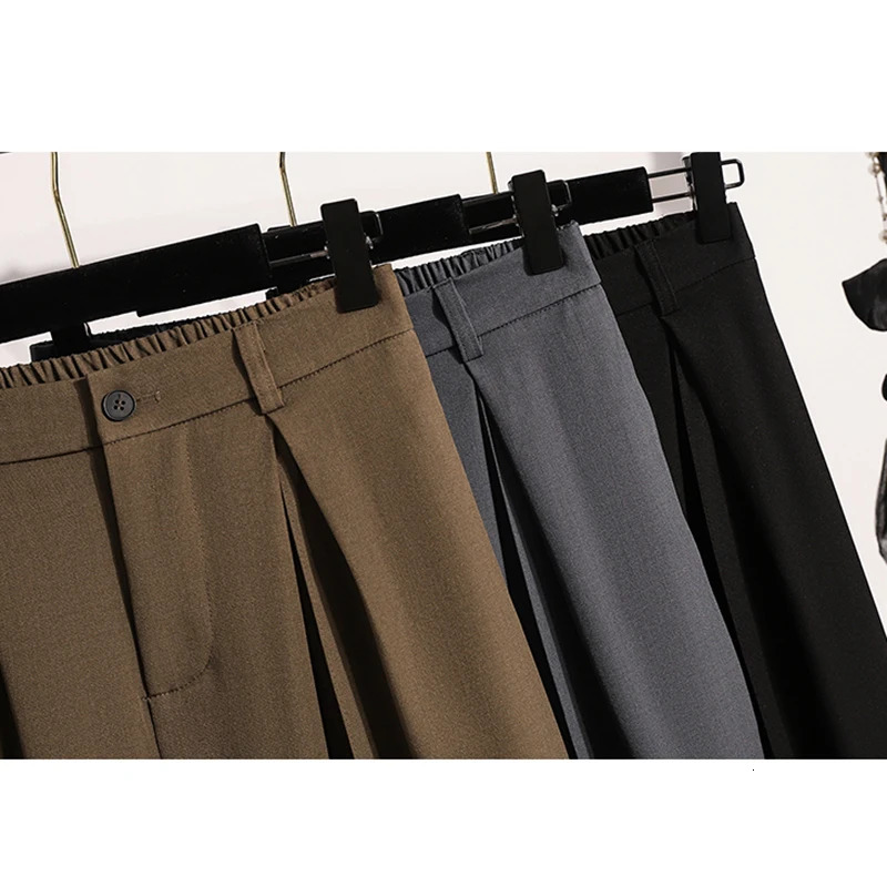 Plus Size Pant 2024 Autumn Wide Leg Loose Suit Pnats Female Korean Fashion Style Large Trouser 250808