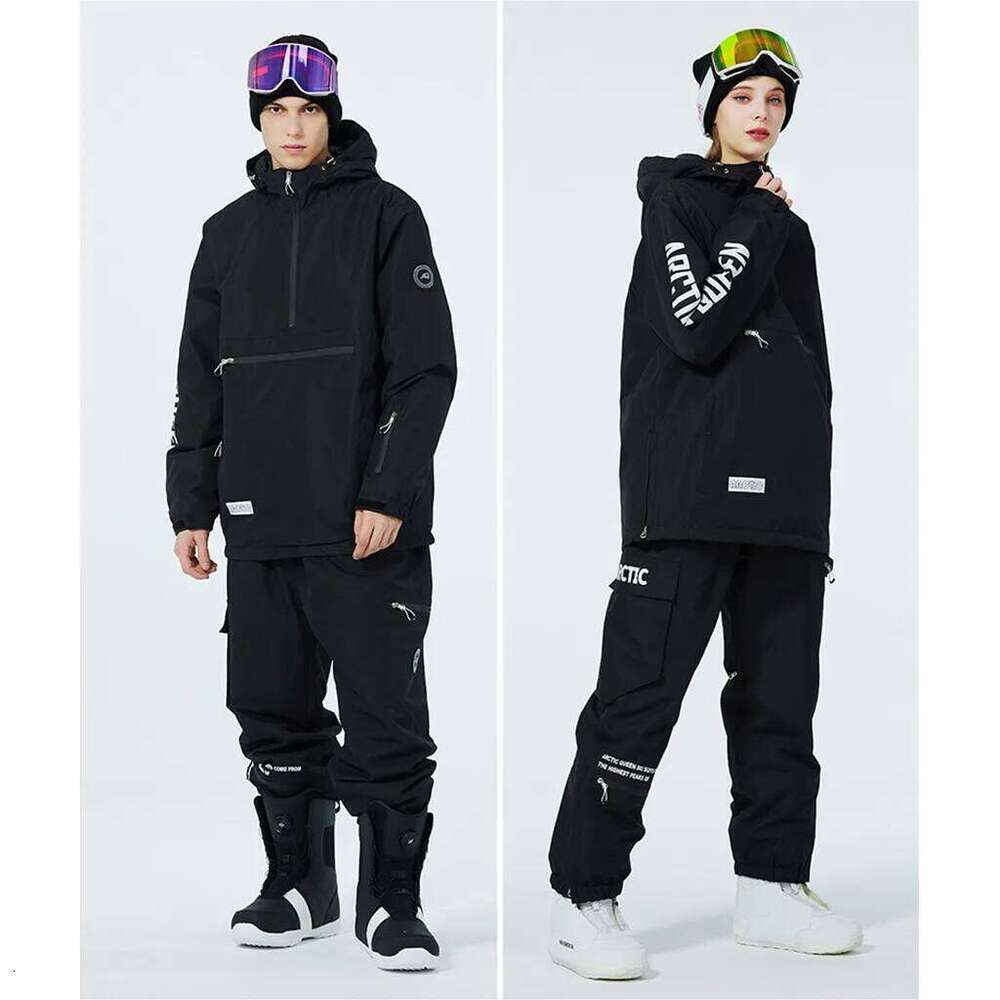 New Men Women Snowboarding Couple Ski Hoodie Set Winter Windproof Waterproof Skiing Suit Male Female Outdoor Snowsuit