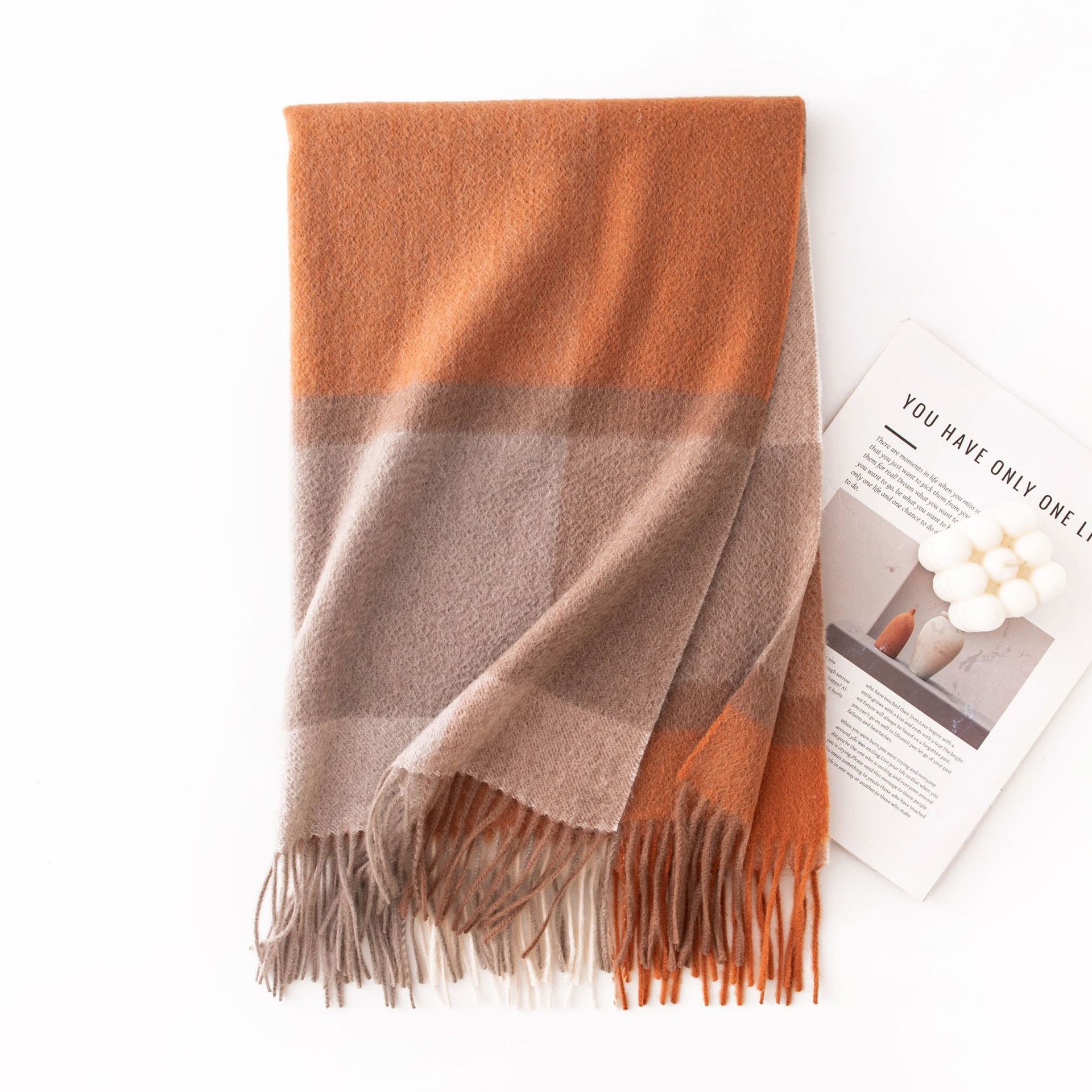 K1661 25 new scarves for women in autumn and winter, high-end 100% pure cashmere scarf shawl plaid Korean style atmosphere warm