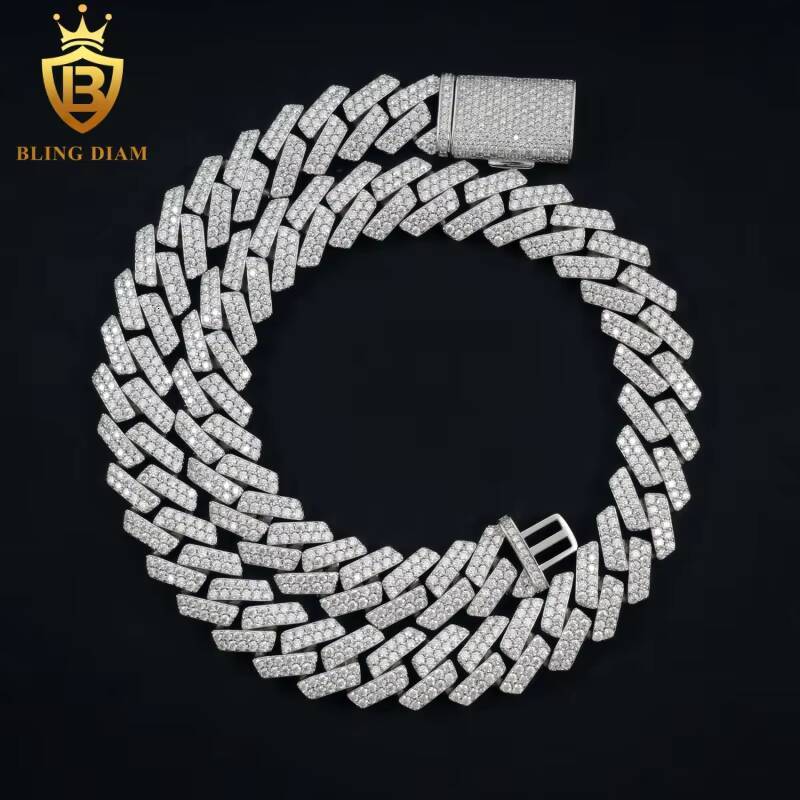 Factory Price Wholesale 16MM Moissanite Cuban Chain Pass Diamond Tester 925 Silver Cuban Link Necklace