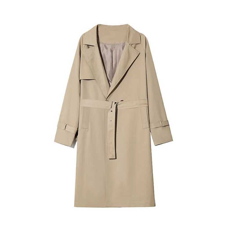 Autumn Trench Coat Men Oversized Fashion Khaki Black Long Coat Men Streetwear Korean Loose Windbreaker Jacket Mens Overcoat W250815