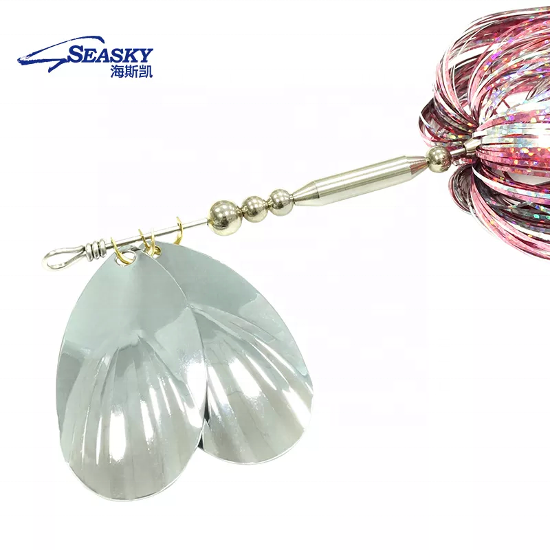 Soft Tinsel Seasky Spinner Bait - Metal Spoon Lure for Pike & Muskie Freshwater Fishing
