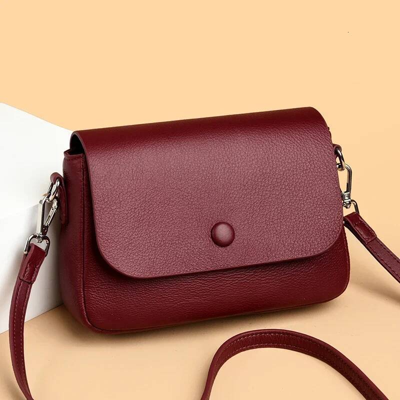 Designer Solid Color 100% Genuine Leather Women Shoulder Crossbody Bags Fashion Women's Totes Female Handbags Sac A Main