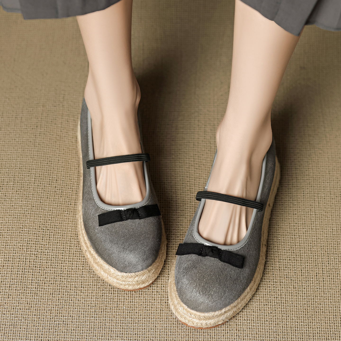 Designer 2025 new round bow wedge single shoe