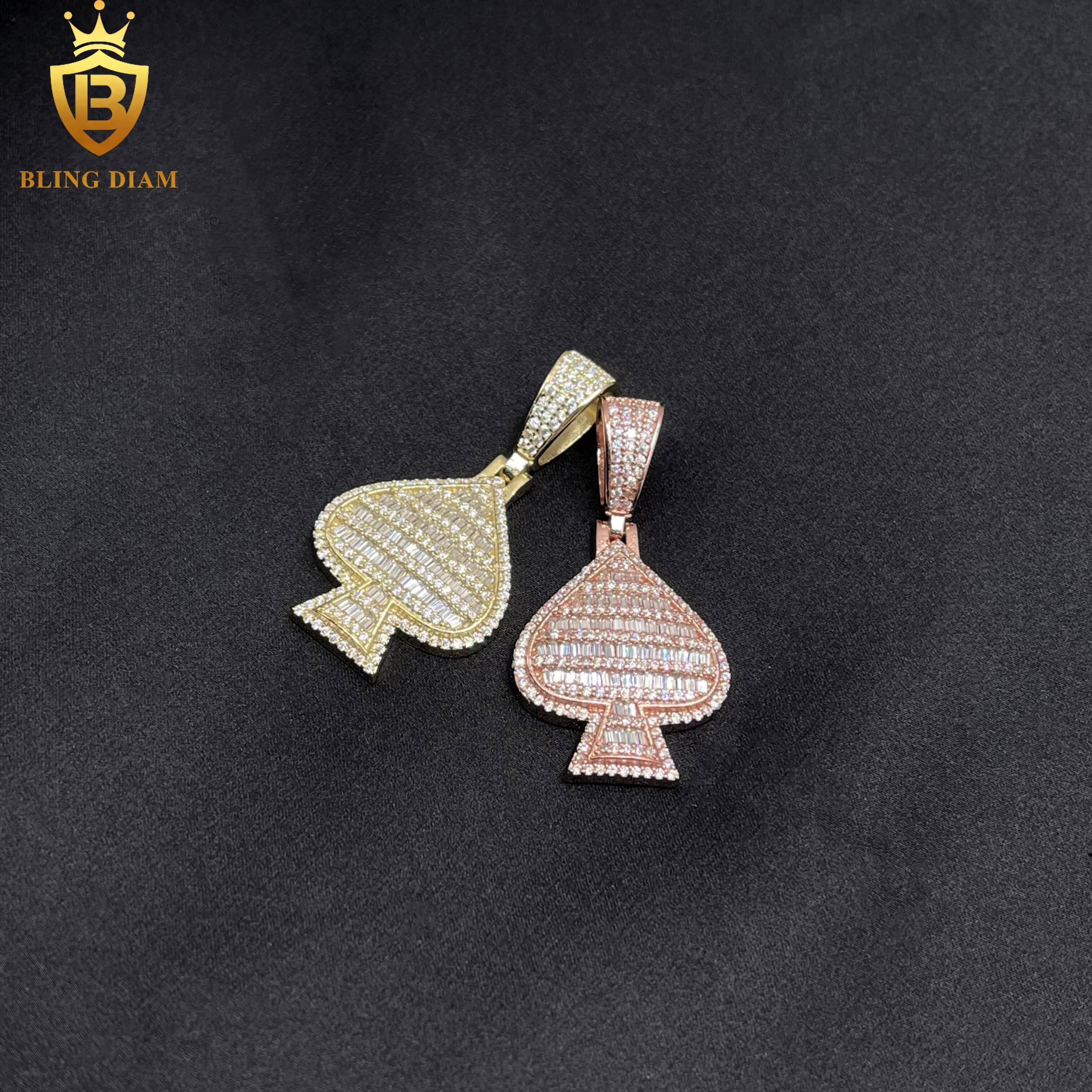 Iced Out Jewelry 925 Sterling Silver VVS Moissanite Pass Diamond Tester Heart Shape Pendant Necklace