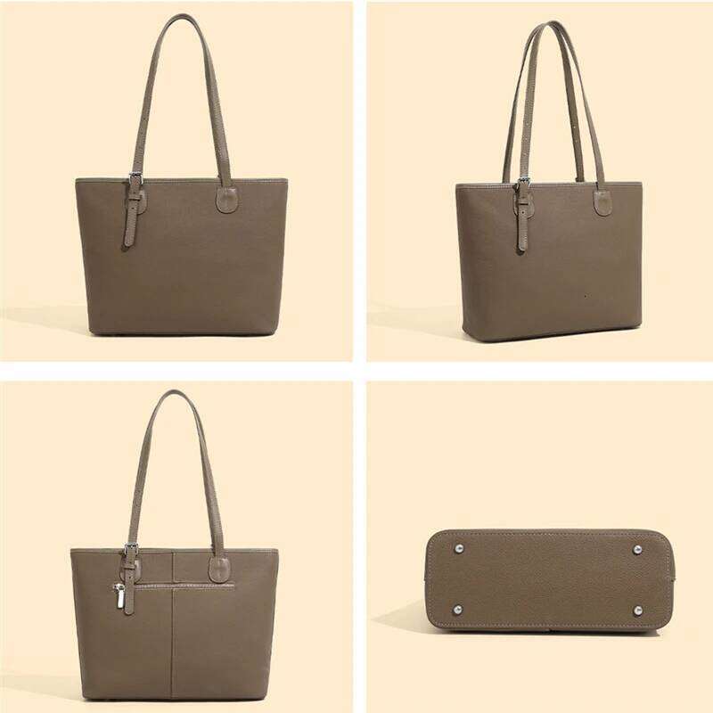 Burminsa Cowhide Genuine Leather Large Tote For Women 2025 Designer Shopping Shoulder Bags Big Work Ladies Handbags 20250815