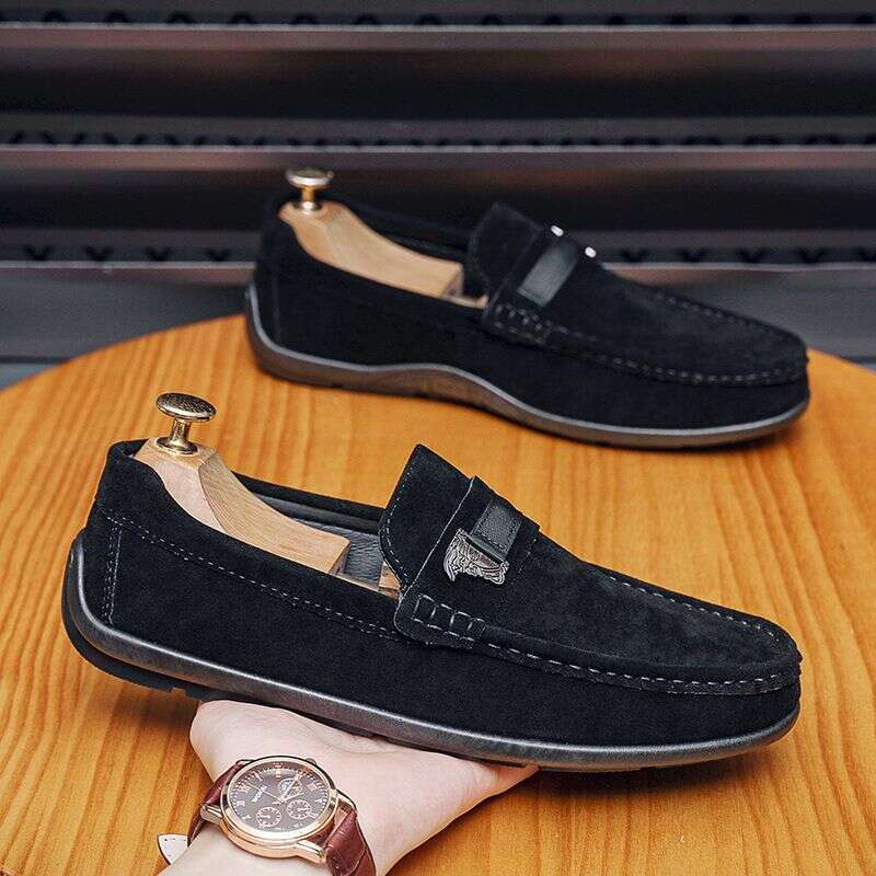 2025 Lefu Trendy Versatile New Men's Casual Bean Business Leather Shoes, And British Hoodie Shoes C010