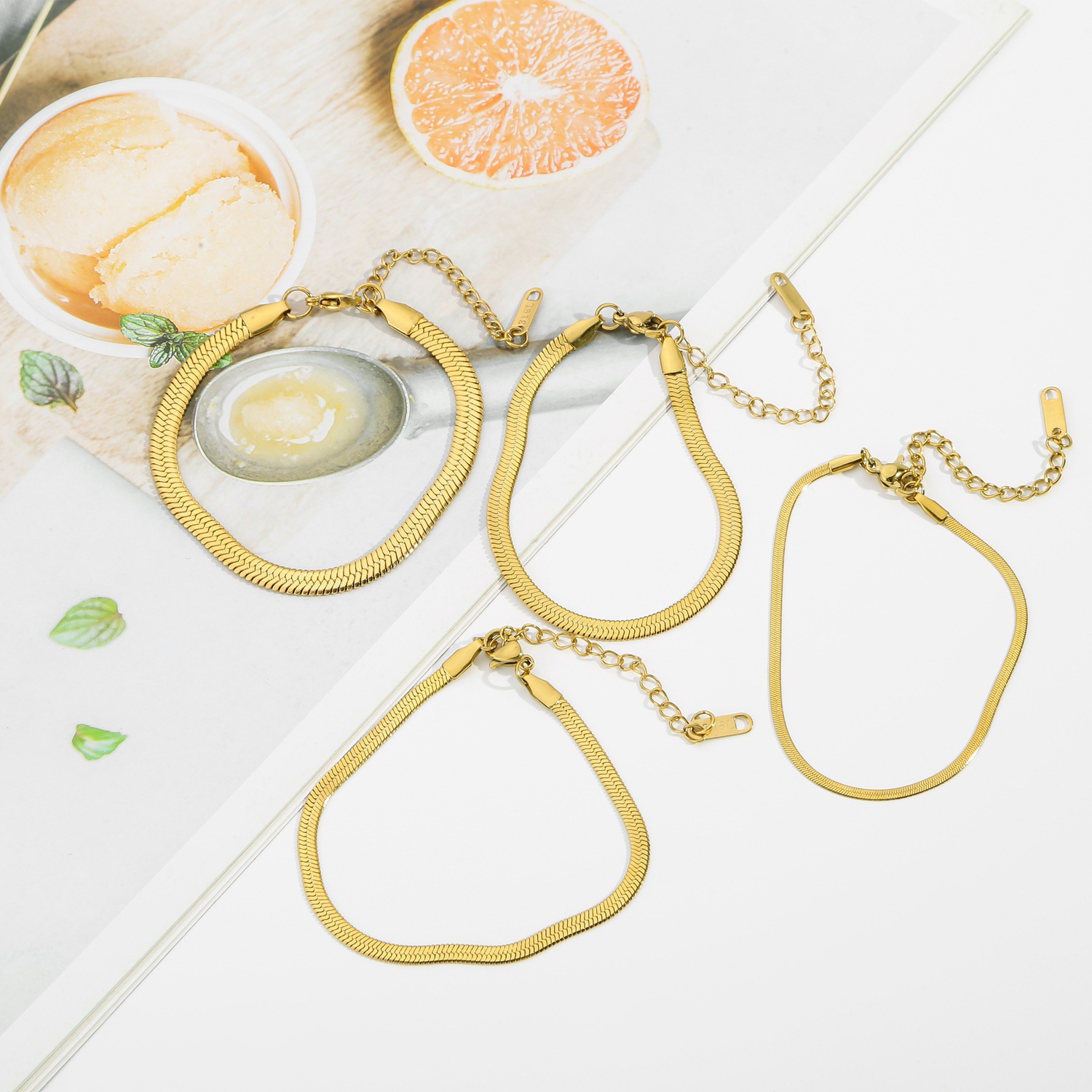 Jewelry Chain Bracelets European and American Minimalist Trendy Titanium Steel 18K Gold Plated Bracelet Slim Snake Unique Snake Bone Plated Bracelet f