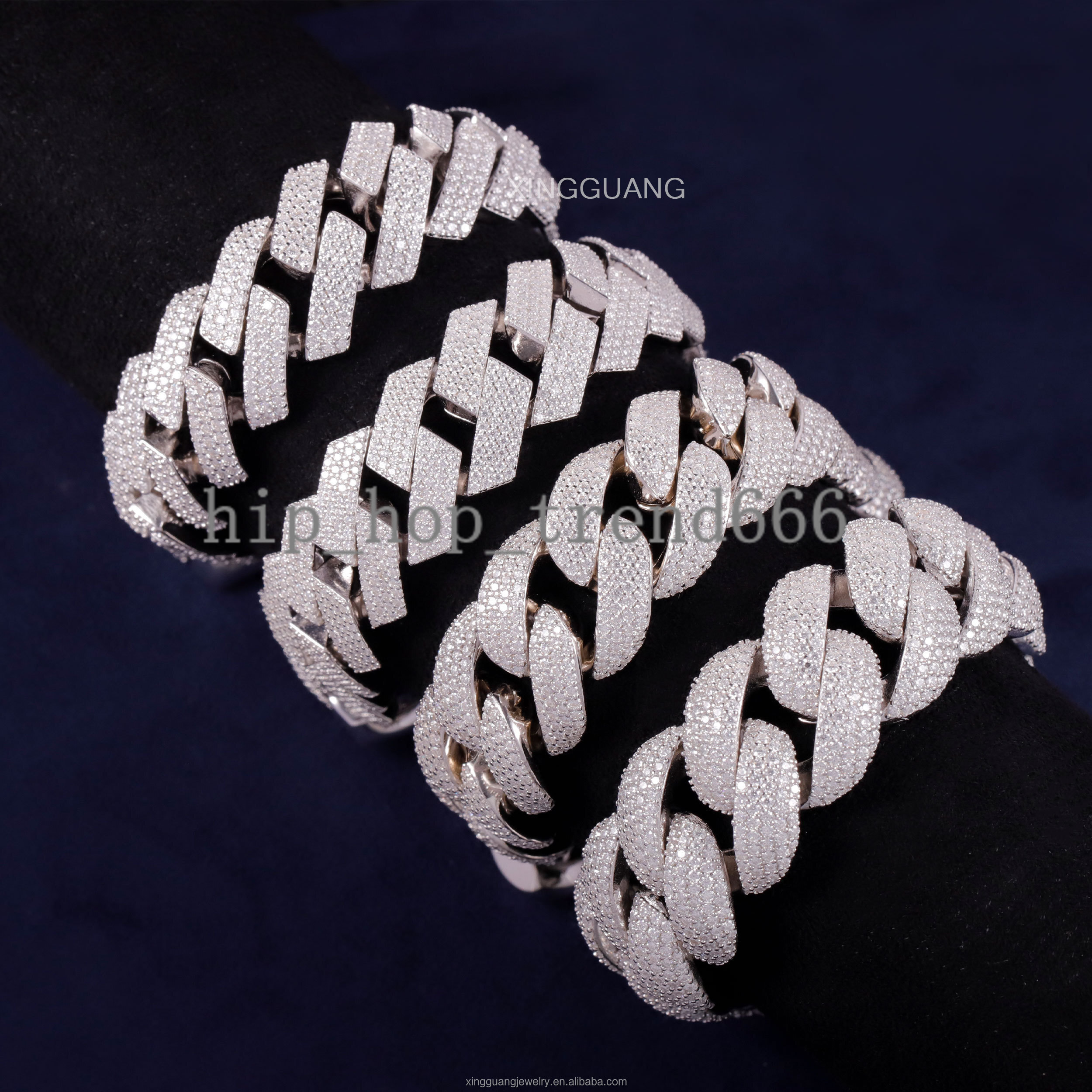 Fashion Jewelry Hip Hop Style 20mm 22mm Wide Men Bracelet Gold Plated 925 Sterling Silver VVS Moissanite Diamond Cuban Bracelet