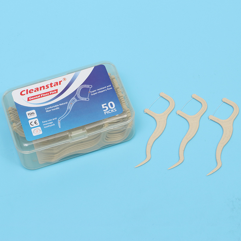 50-piece dental floss sticks for cleaning between teeth, plastic, portable, for use in dental clinics and hospitals, multiple sizes available